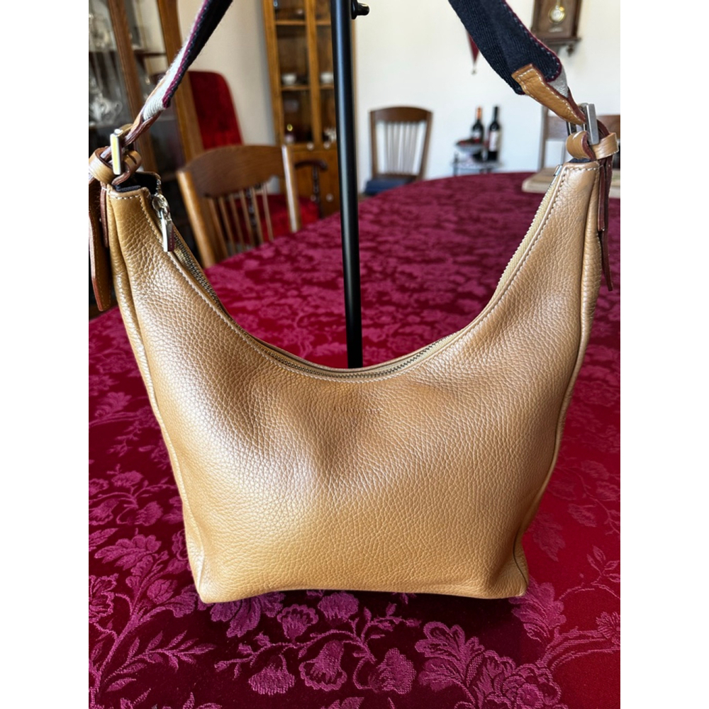 Burberry Tan Leather Shoulder Bag with Striped Strap - Picture 4 of 16